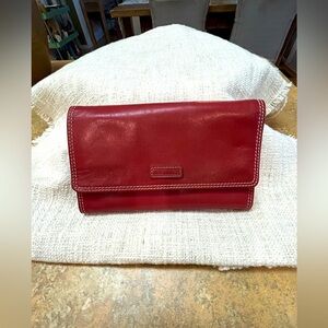 Vintage Fossil Red Leather Travel Jewelry Organizer